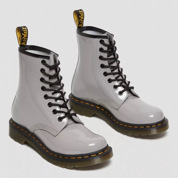 Dr. Martens | Shoes | Dr Martens 46 Zinc Grey Lace 8 Eye Boots Patent ...